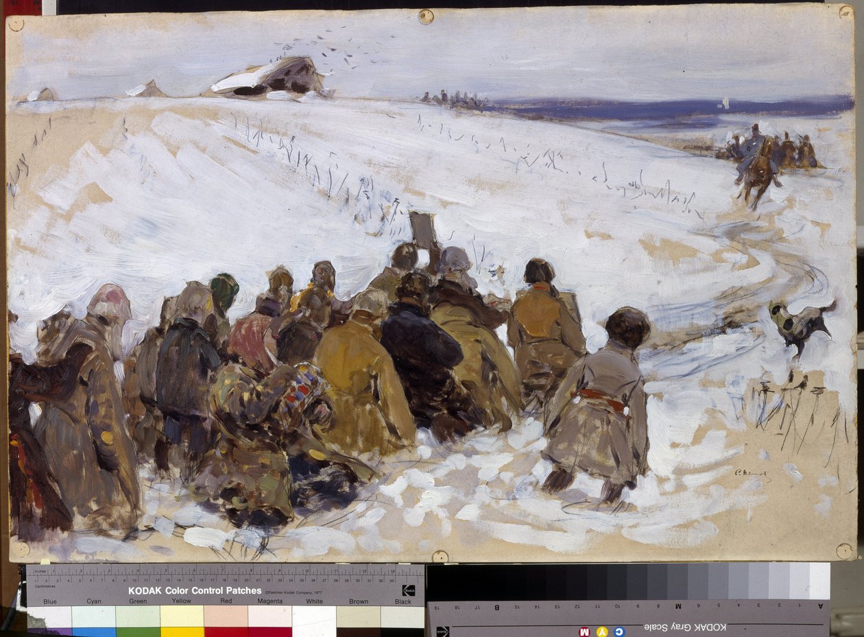 Una expedición punitiva. Pintura de Sergei Vasilyevich Ivanov (1864-1910). Óleo sobre cartón. Moscú, Galería Estatal Tretyakov. de Sergei Ivanovich Gribkov