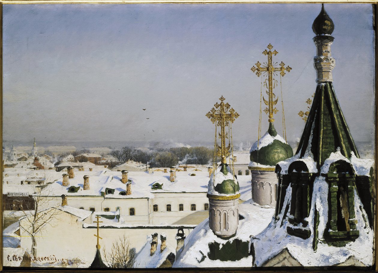 Vista desde la ventana de la Escuela de Pintura, Escultura y Arquitectura de Moscú - Pintura de Sergei Ivanovich Svetoslavsky (Svetoslavsky) (1857-1931), óleo sobre lienzo de Sergei Ivanovich Svetoslavsky