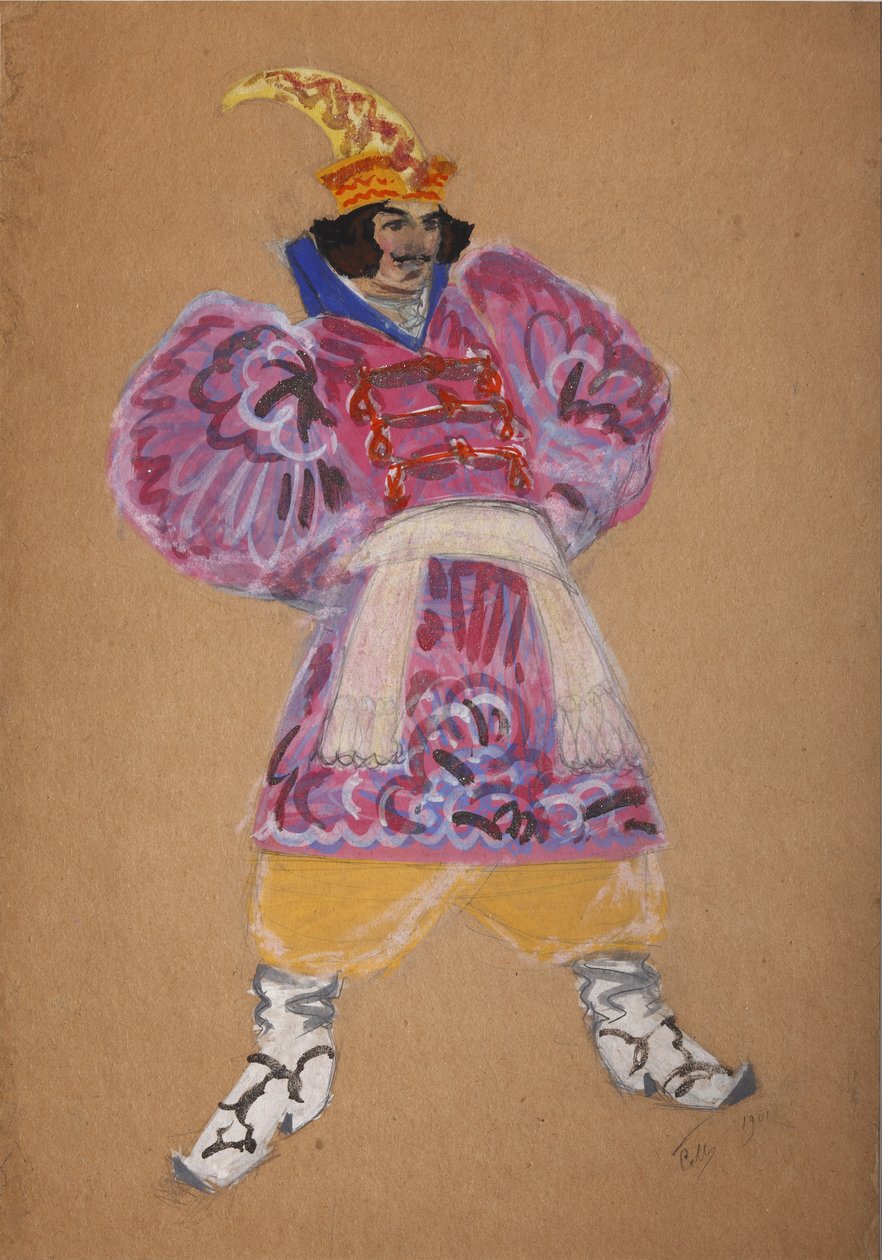 Diseño de vestuario para la ópera El gallo de oro de N. Rimsky-Korsakov de Sergei Vasilievich Malyutin