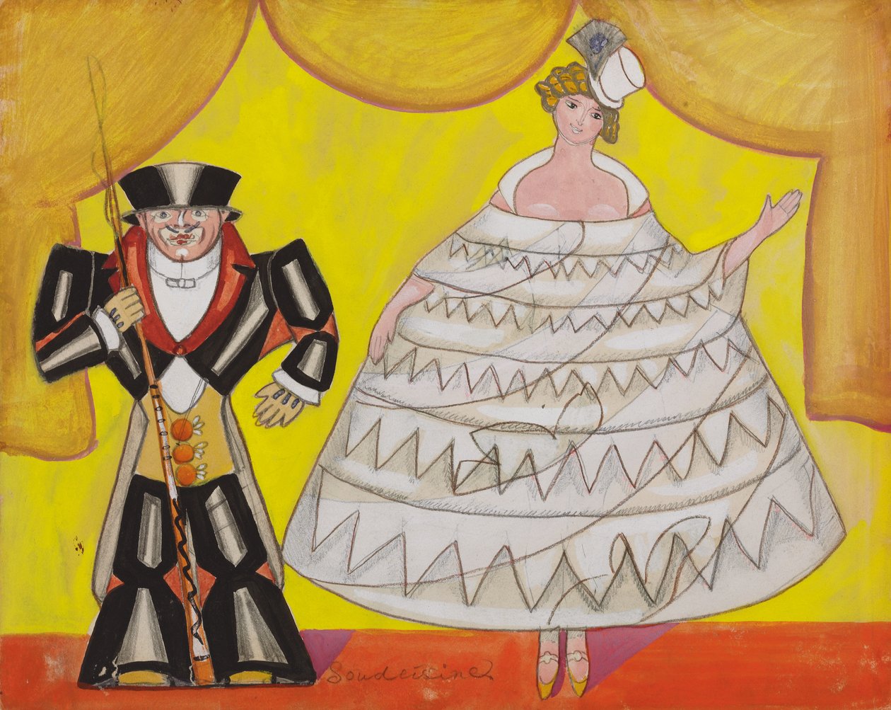 Diseño de vestuario para la producción teatral "Korobotchka". de Sergei Yurevich Sudeikin
