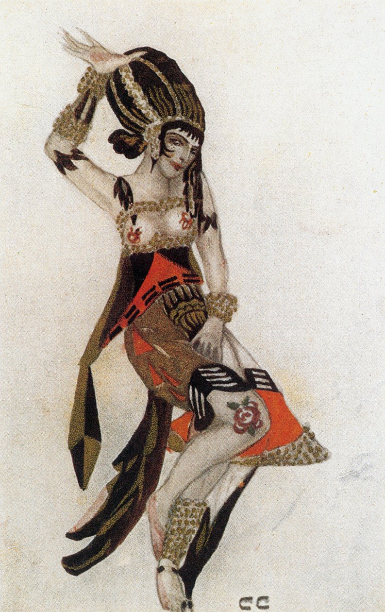 Boceto del vestuario de Salomé, del ballet La tragedia de Salomé, de Florent Schmitt. de Sergei Yurevich Sudeikin