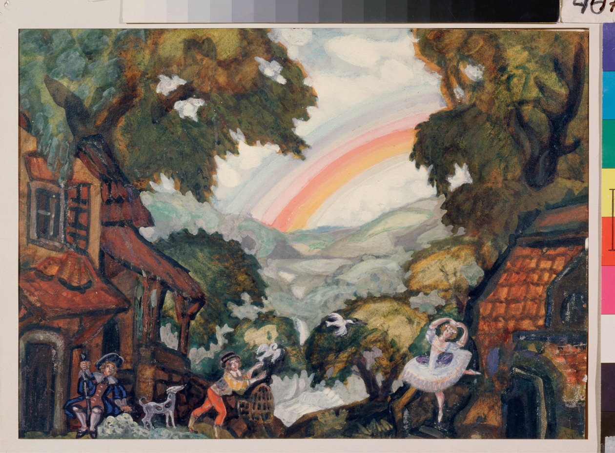 Decorado preparatorio para el ballet "Giselle ou les Wilis" de Adolphe Adam (1803-1856) - Stage design for the ballet Giselle by A Ch Adam - Oeuvre de Sergei Yurievich Sudeykin (Serge Soudeikine) (1882-1946), aquarelle sur carton de Sergei Yurevich Sudeikin
