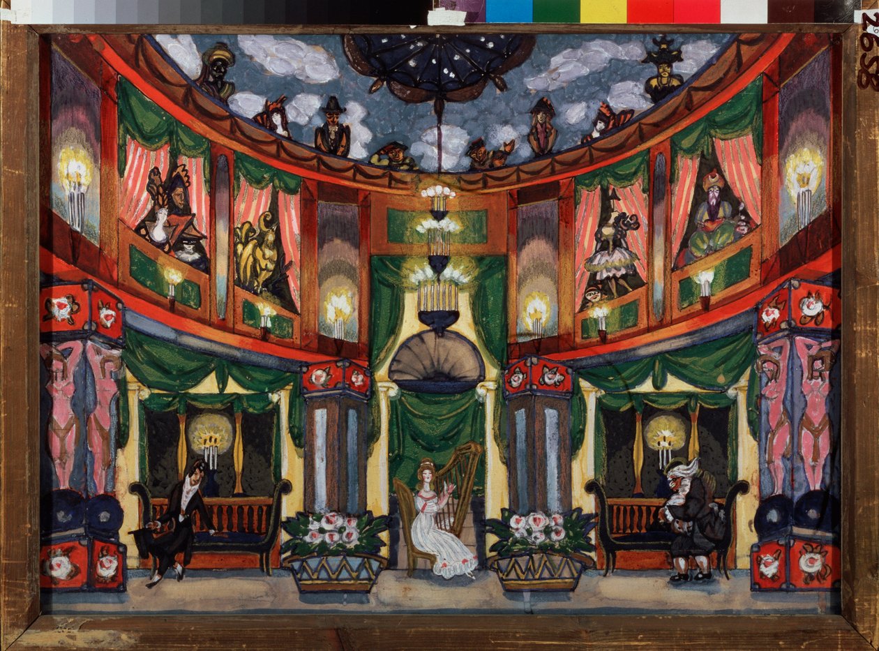 Decoración preparatoria para la ópera "Los cuentos de Hoffmann" de Jacques Offenbach (1819-1880). Obra de Sergei Yurievich Sudeykin (Serge Sudeikin) (1882-1946), acuarela y gouache sobre papel de Sergei Yurevich Sudeikin
