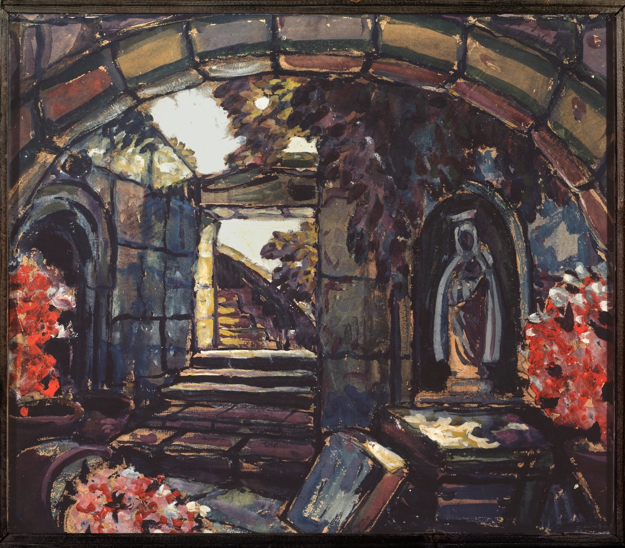 Decoración preparatoria de la obra "Sister Beatrice" de Maurice Maeterlinck de Sergei Yurevich Sudeikin