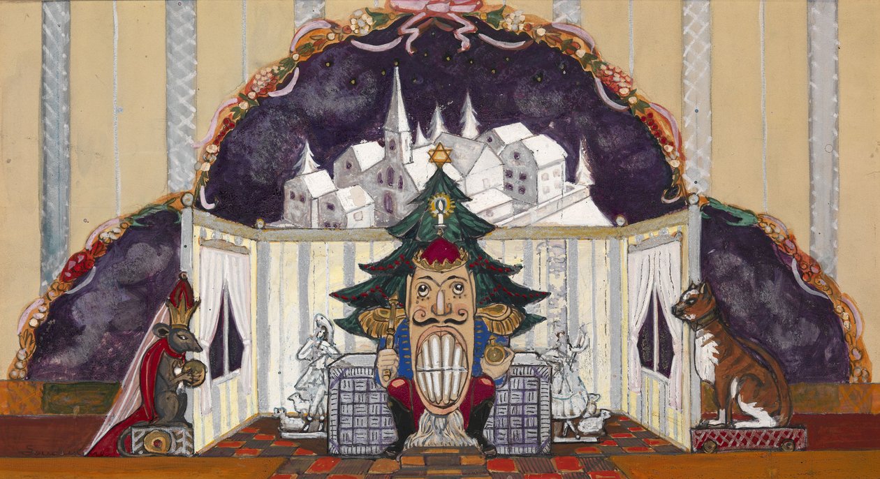 Diseño de escenario para el ballet El Cascanueces de P. Tchaikovsky de Sergei Yurievich Sudeykin