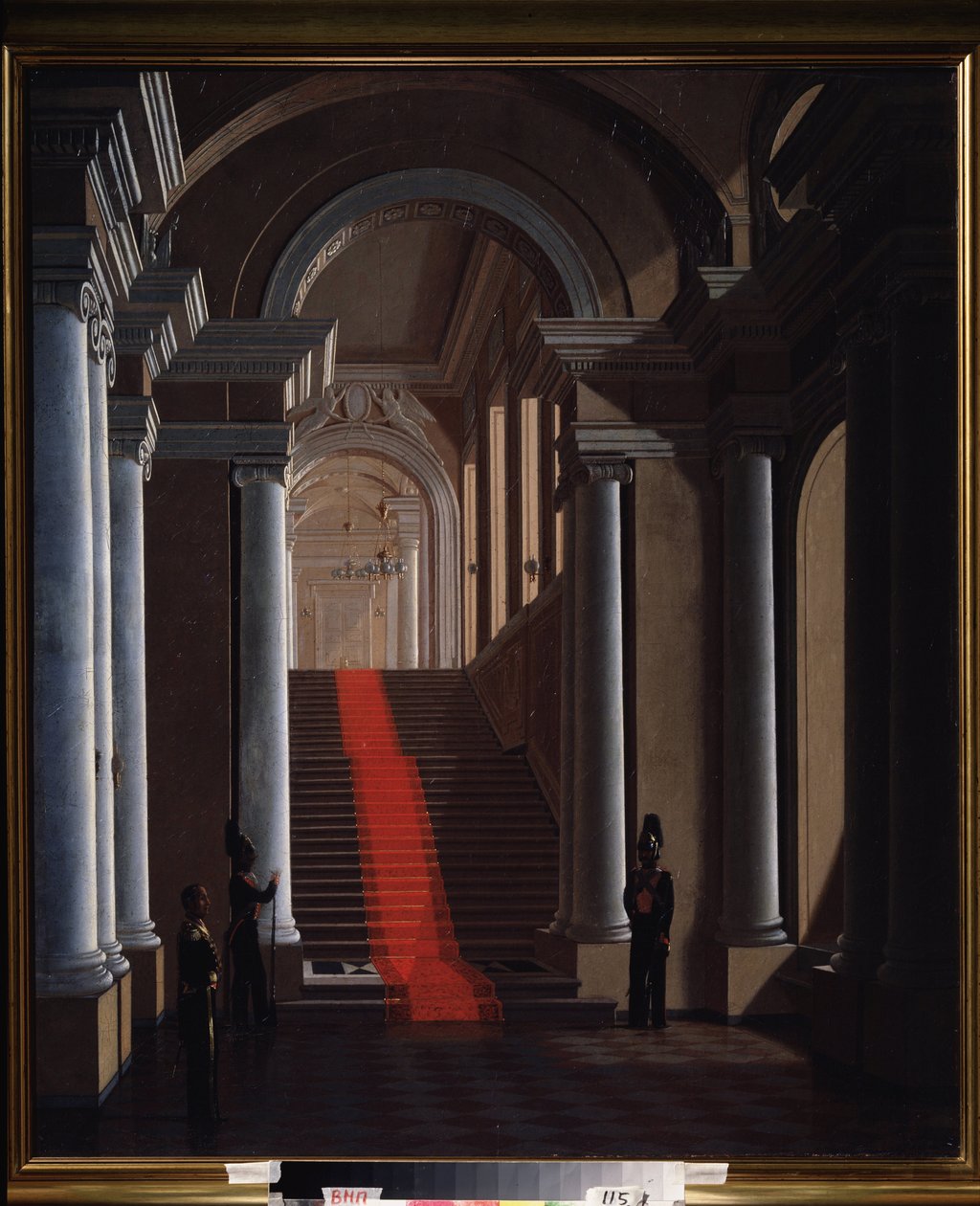 La escalera del Palacio Anichkov en San Petersburgo. Pintura de Sergey (Sergei, Sergei) Konstantinovich Zaryanko (Zarianko) (1818-1870), óleo sobre lienzo de Sergey Konstantinovich Zaryanko