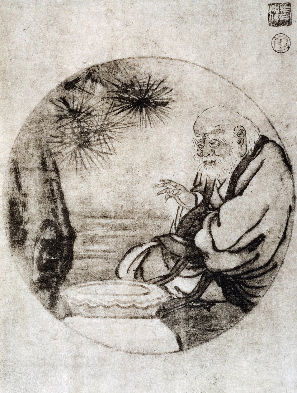 Retrato de Lao-Tzu, filósofo chino del siglo VI a.C., dibujo de Sesshu Toyo (1420-1506), civilización japonesa, período Muromachi de Sesshû Tôyô