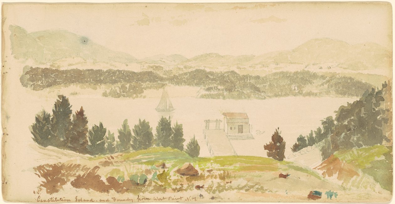 Isla de la Constitución y Fundición desde West Point, Nueva York de Seth Eastman