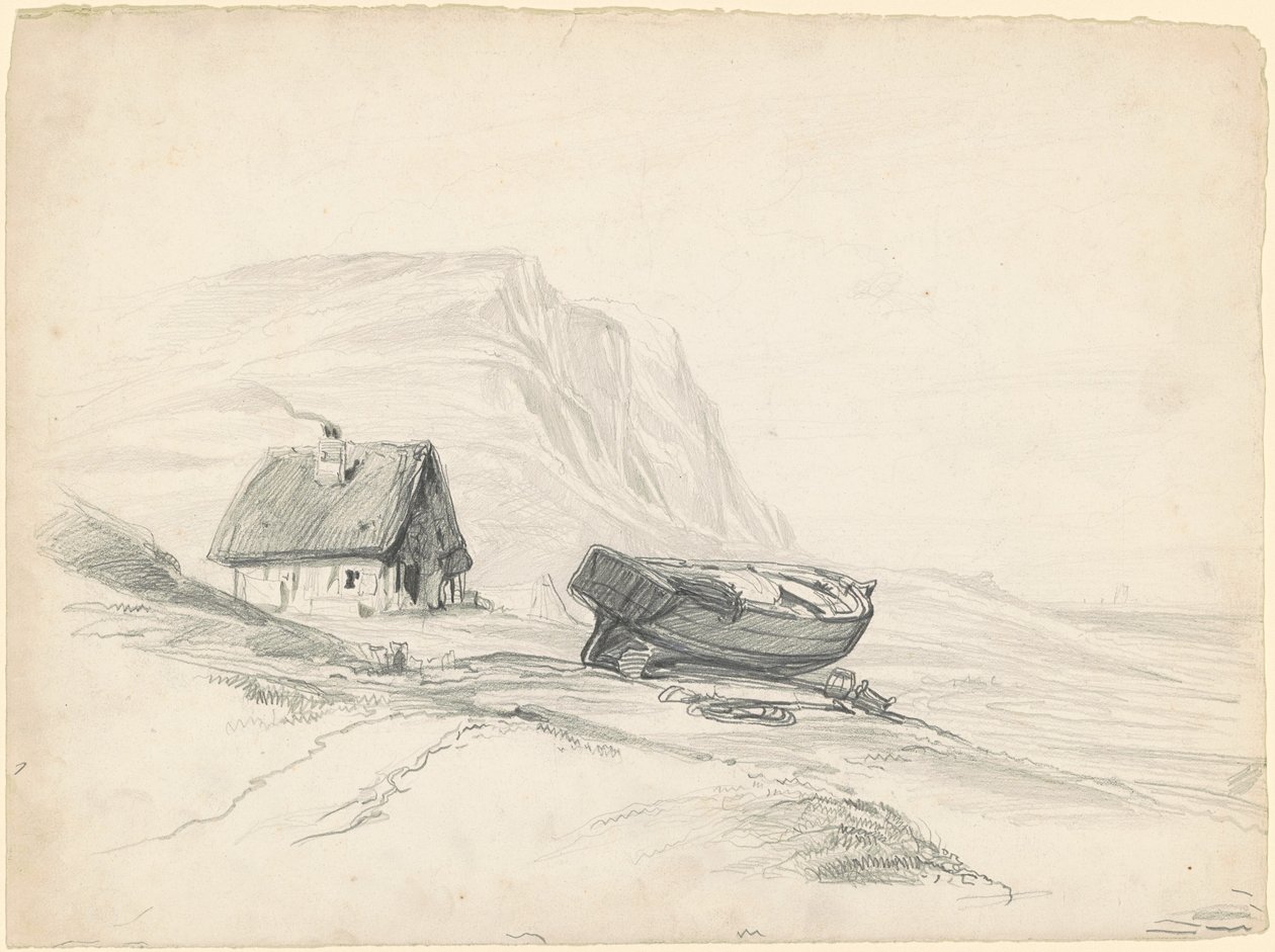 Casa y barco en la orilla de Seth Wells Cheney
