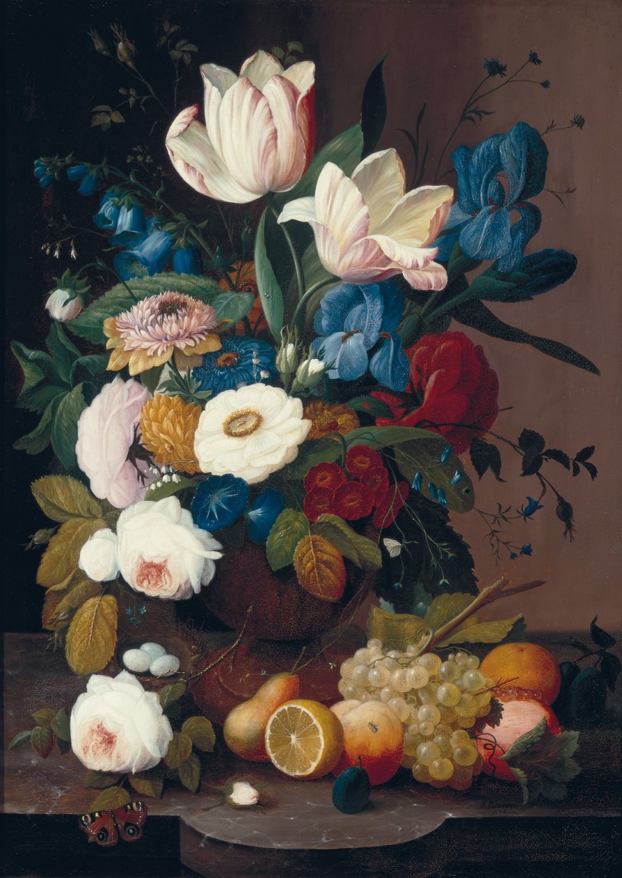 Naturaleza muerta, flores y frutas, 1848 de Severin Roesen