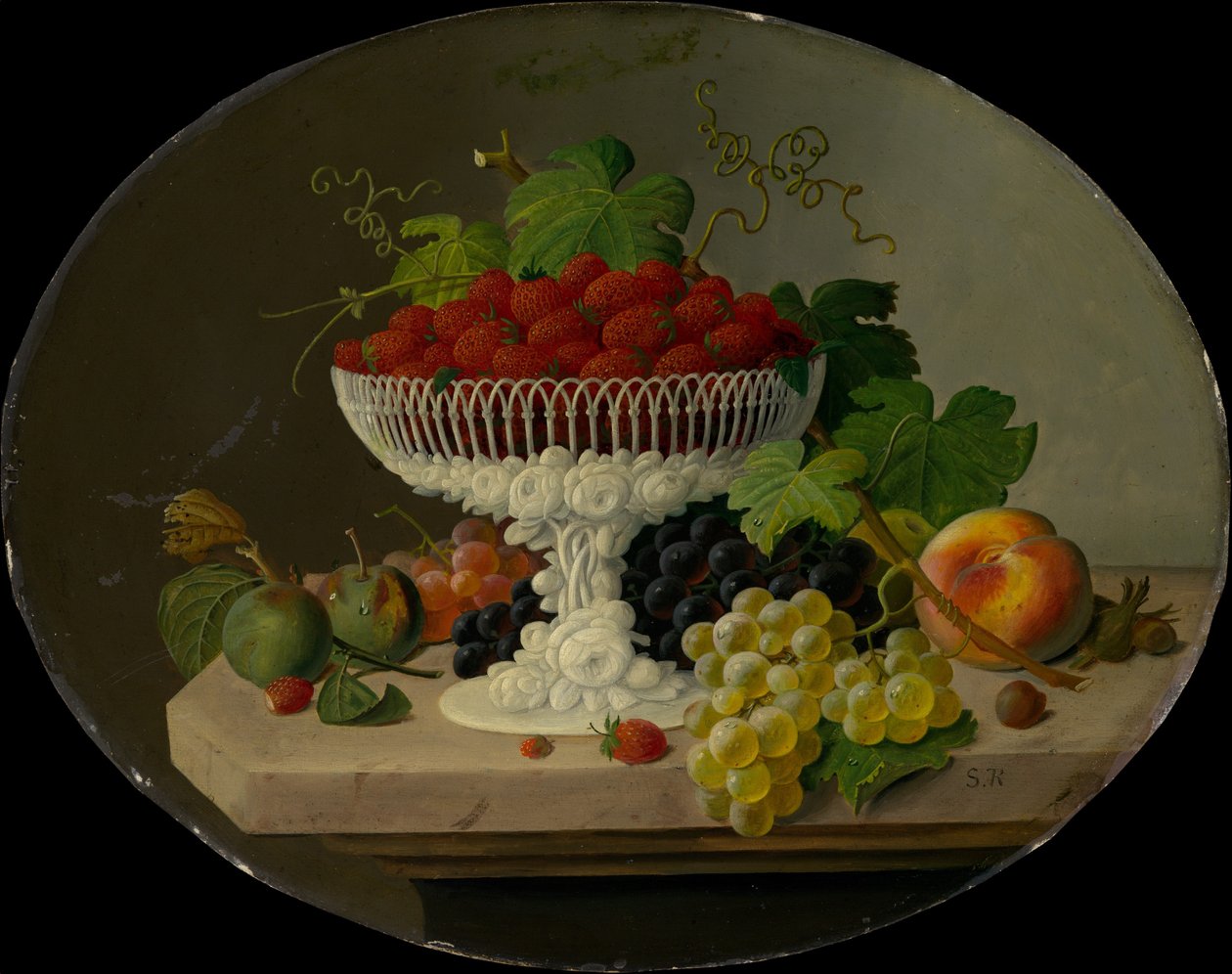 Naturaleza muerta con fresas en una compotera, 1865-70 de Severin Roesen
