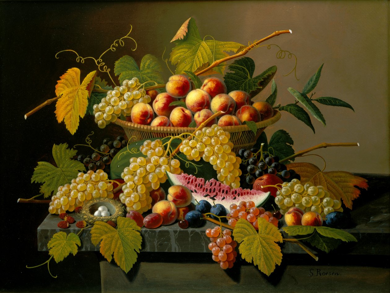 Bodegón con cesta de fruta de Severin Roesen