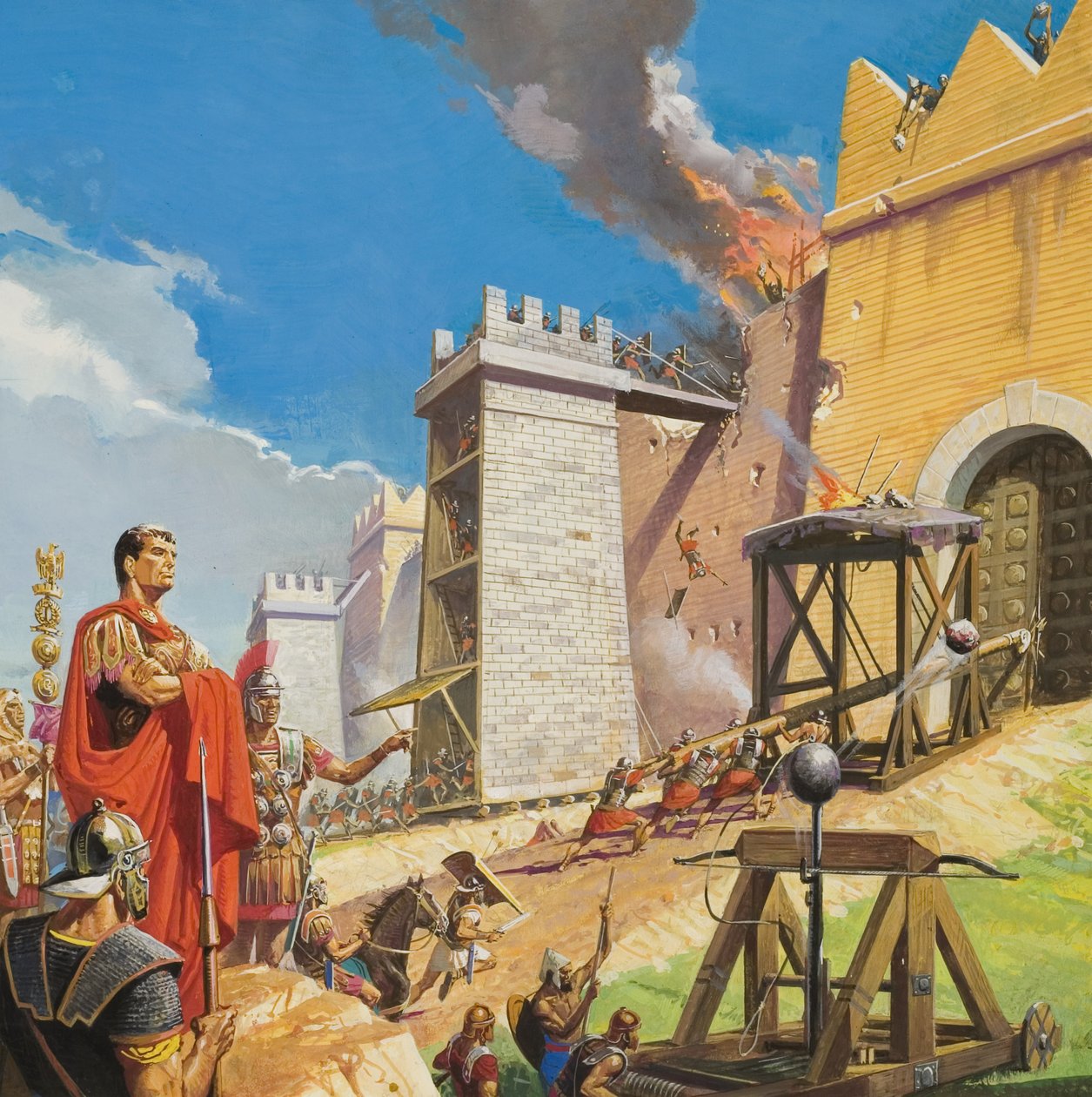 Asalto a Cartago (gouache sobre papel) de Severino Baraldi