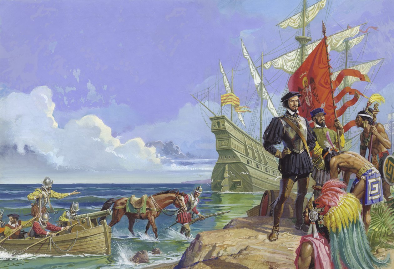 Hernando Cortés llega al Nuevo Mundo de Severino Baraldi