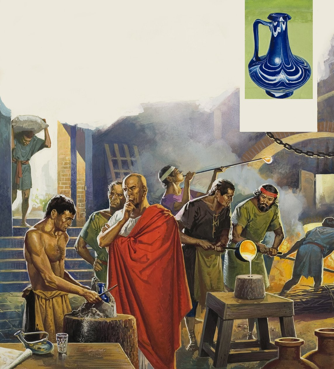 Fábrica romana de vidrio (gouache sobre papel) de Severino Baraldi