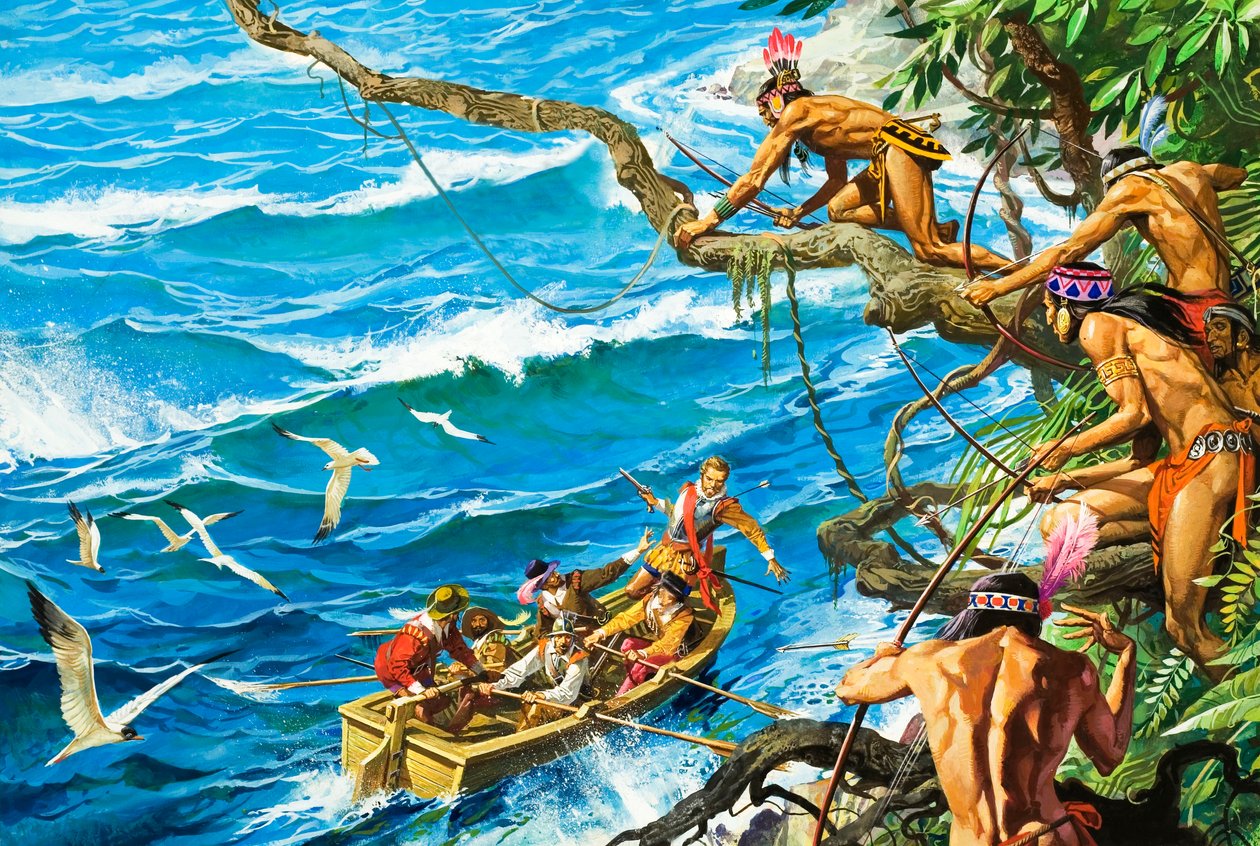 Sir Francis Drake herido por una flecha de Severino Baraldi
