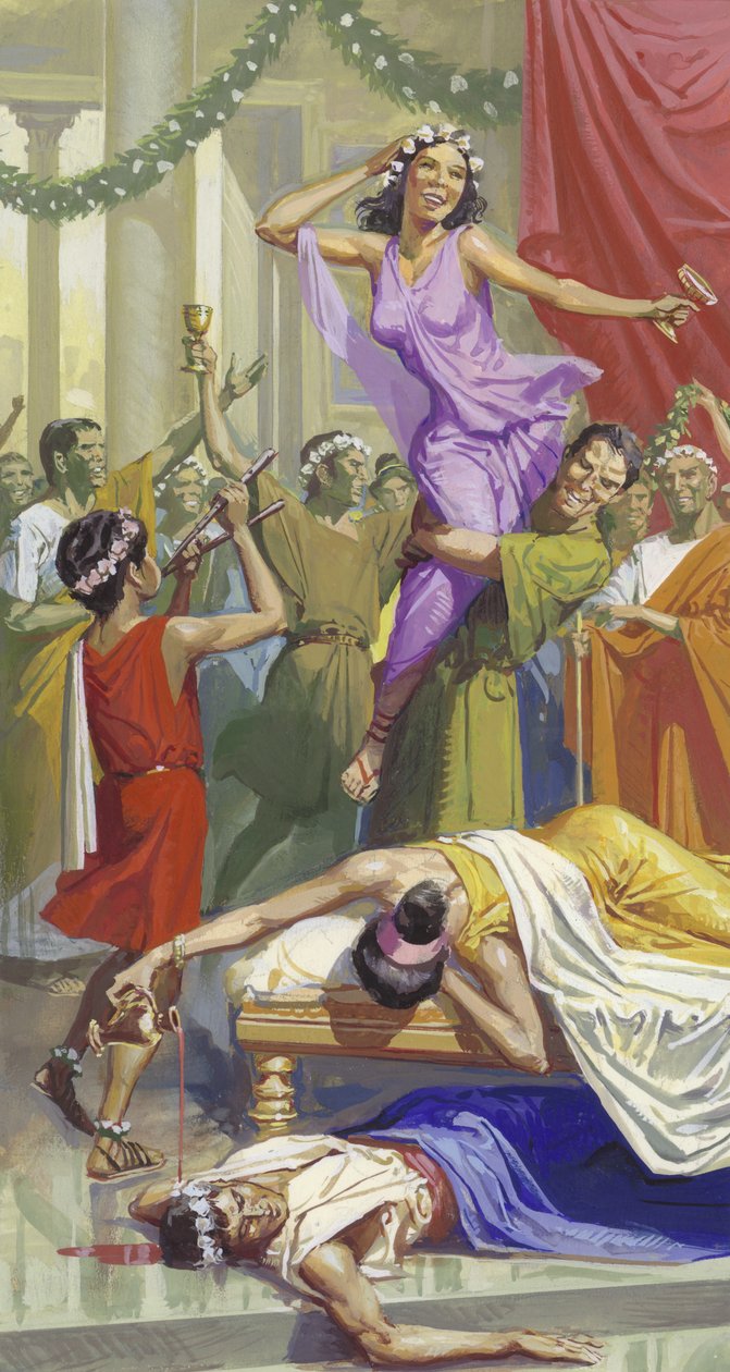 La fiesta romana de Saturnalia (gouache sobre papel) de Severino Baraldi