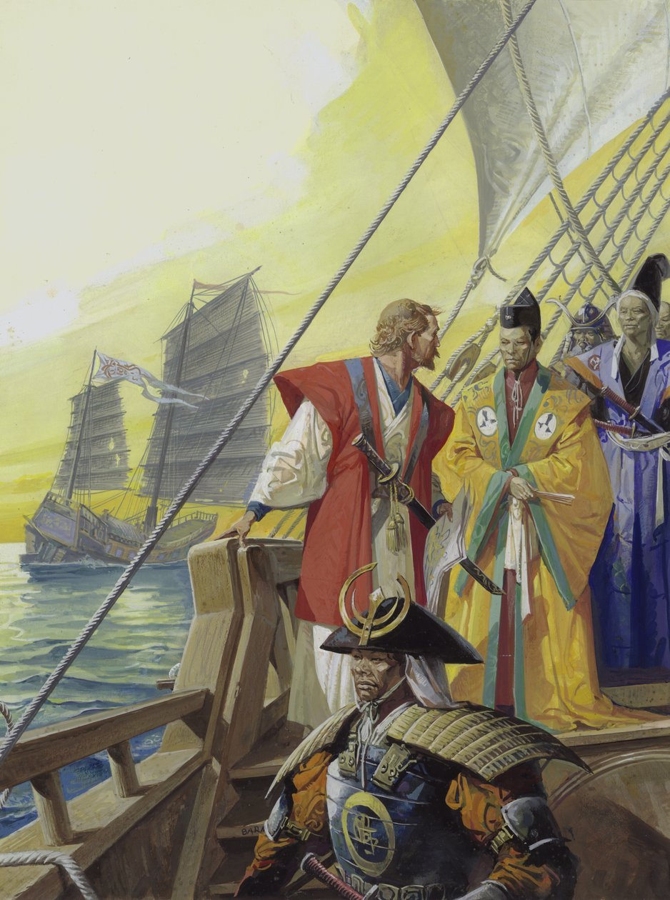 Barcos occidentales en Japón (gouache sobre papel) de Severino Baraldi