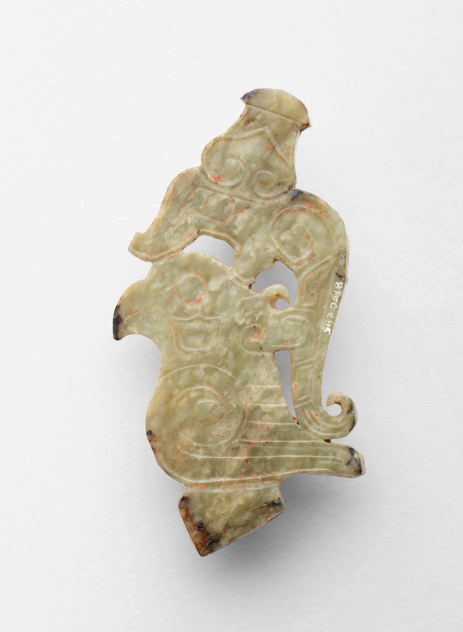 Remate en forma de pájaro con dragón, c.1300-c.1050 a.C. de Shang Dynasty Chinese School
