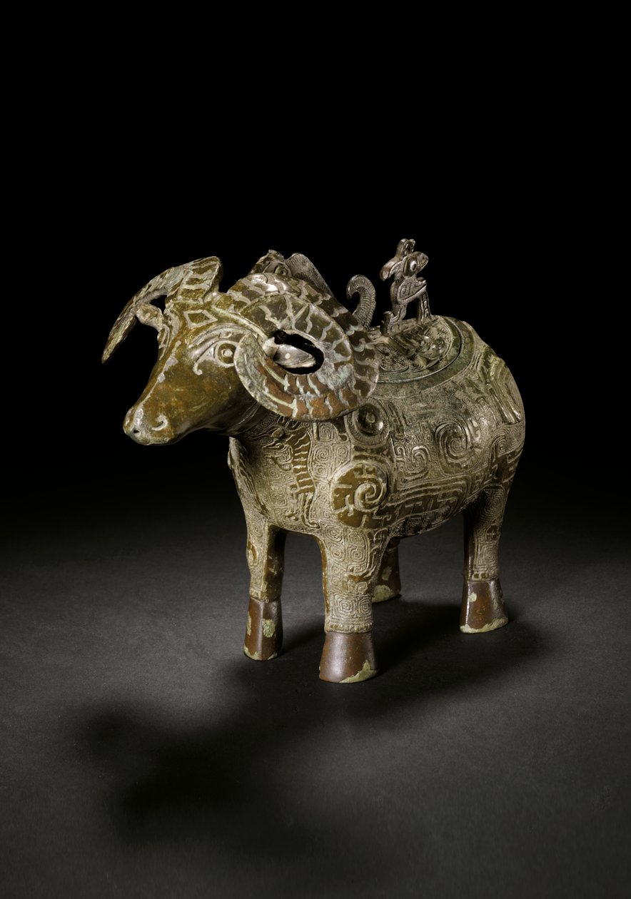 Vasija ritual de vino en forma de carnero, Gong de Shang Dynasty Chinese School