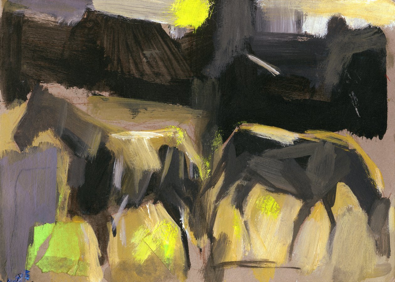Caballos grises, 2024 (gouache sobre papel) de Shaun Carey