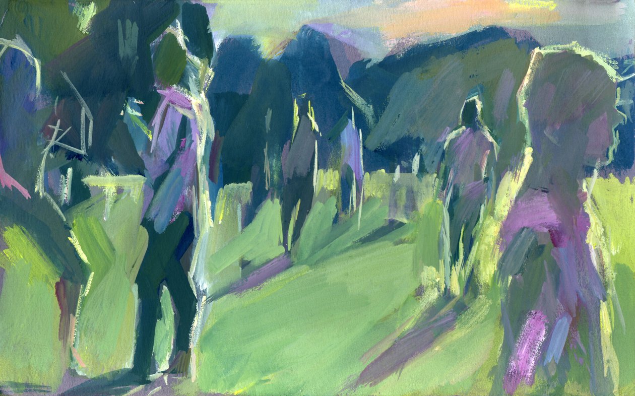 Park, evening, 2024 (gouache sobre papel) de Shaun Carey