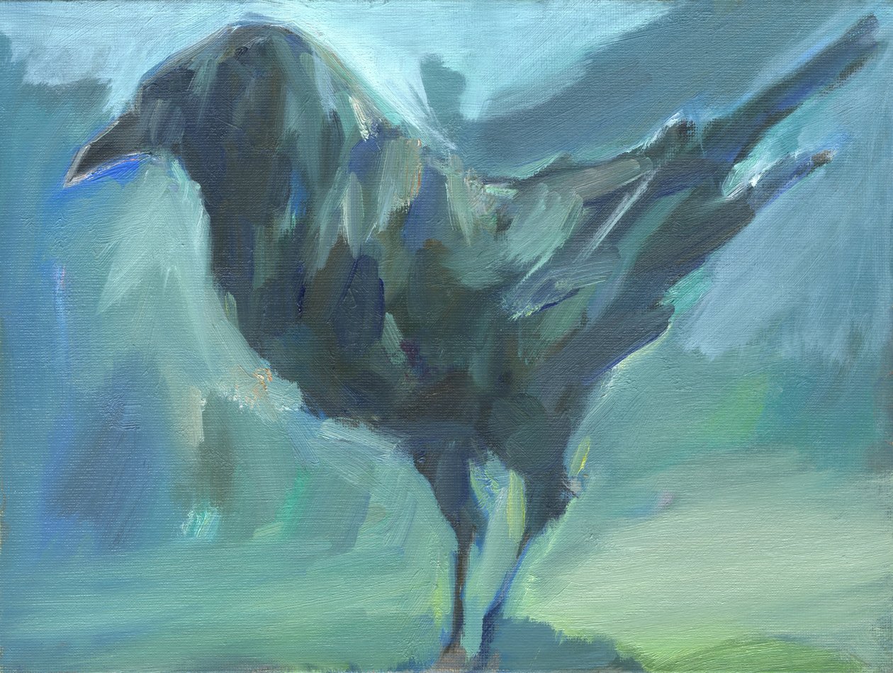 Cuervo verde andante, 2024 (óleo sobre lienzo) de Shaun Carey
