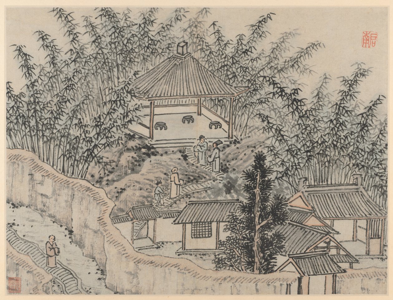 Doce vistas de la colina del Tigre, Suzhou: Pabellón de Bambú, colina del Tigre, después de 1490 de Shen Zhou