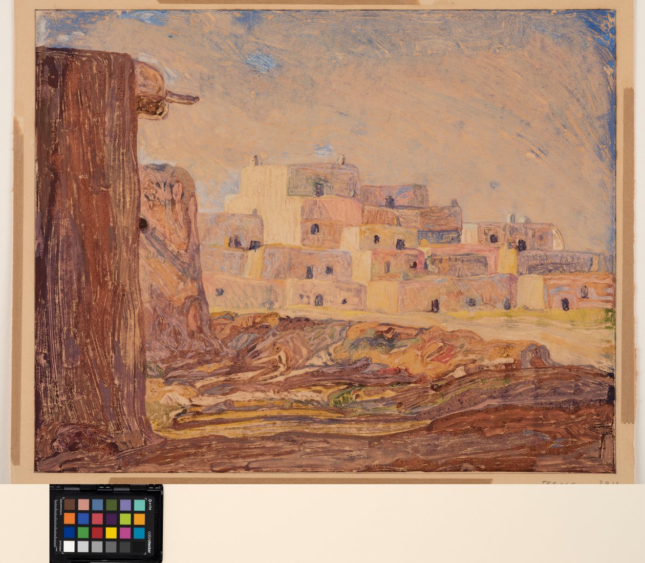 Indian Village, c.1928 (monotipo sobre papel) de Sherman Trease