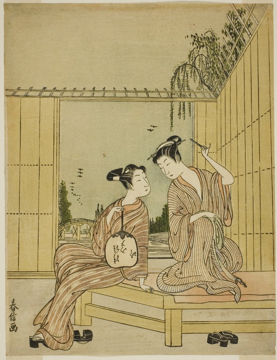 Joven pareja disfrutando del frescor de la tarde de Shiba Kokan