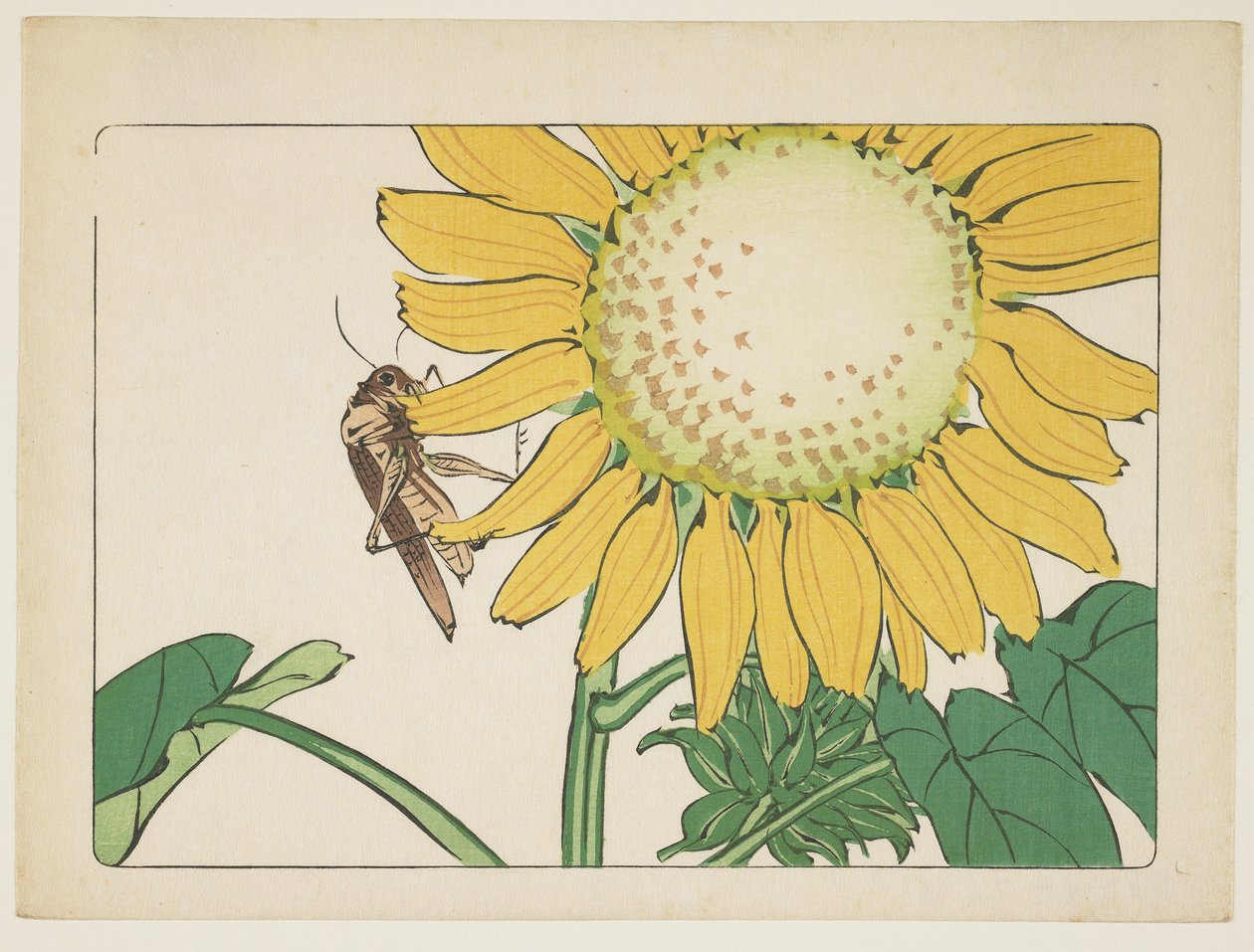 (Saltamontes y girasol), c. 1877 de Shibata Zeshin