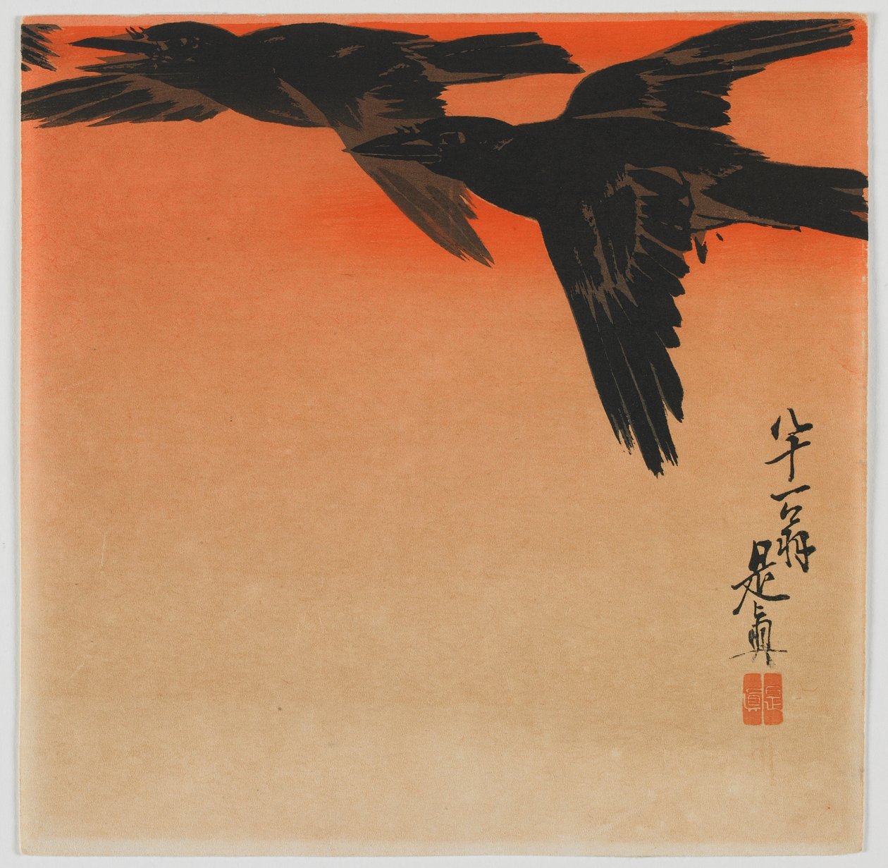 Cuervos al anochecer, era Meiji, finales del siglo XIX de Shibata Zeshin