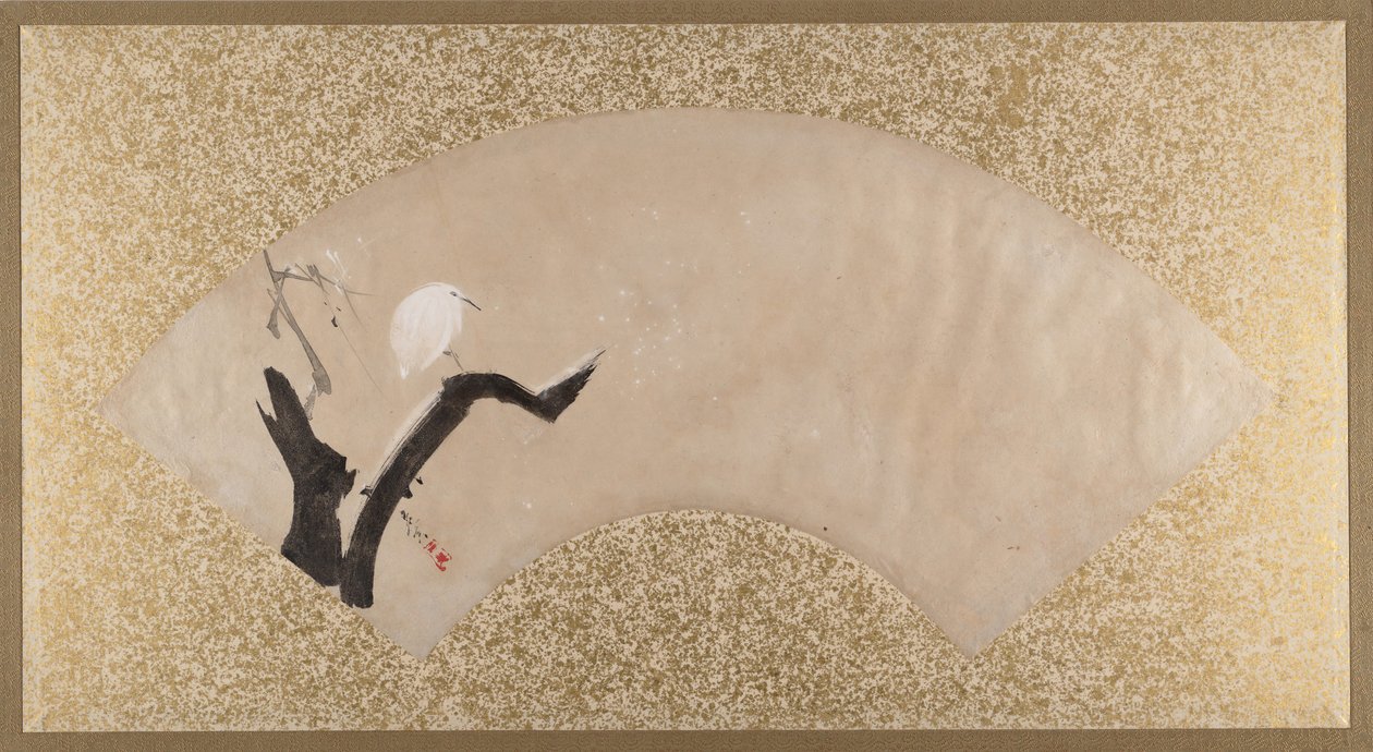 Garza en un tocón de árbol, finales del siglo XIX de Shibata Zeshin