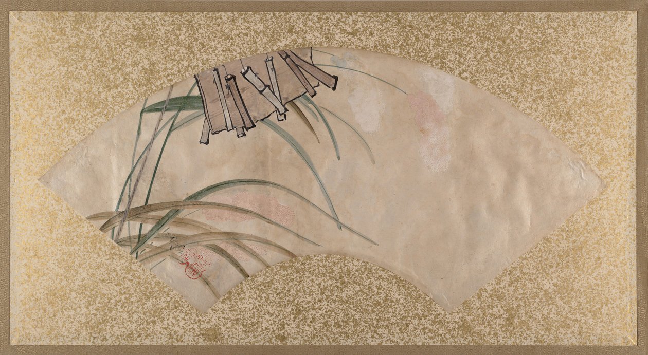 Flores Rosas y Blancas y Hojas, Clappers de Shibata Zeshin