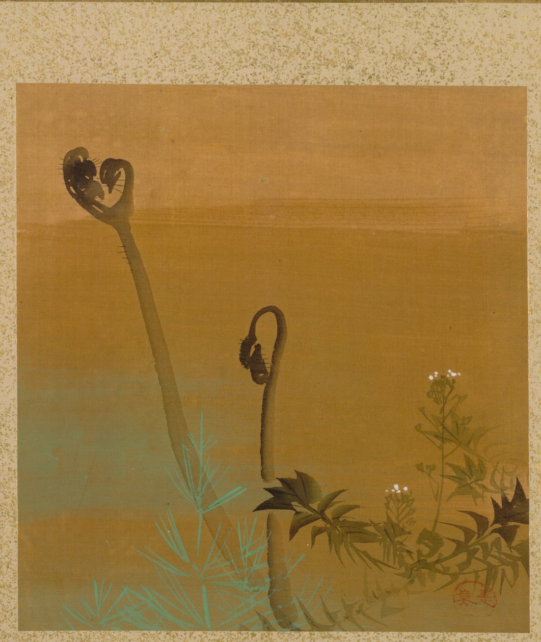 Hoja del Álbum de Temas Estacionales: Pájaros en la nieve, 1847 de Shibata Zeshin