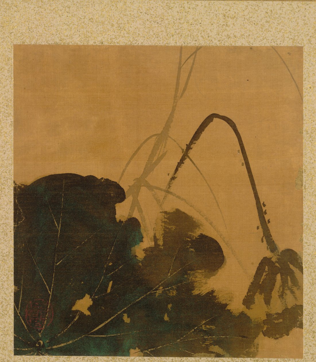 Hoja del Álbum de Temas Estacionales: Pincel, Soporte y Hojas, 1847 de Shibata Zeshin