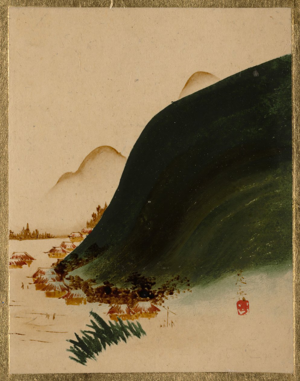 Montañas y casas de Shibata Zeshin