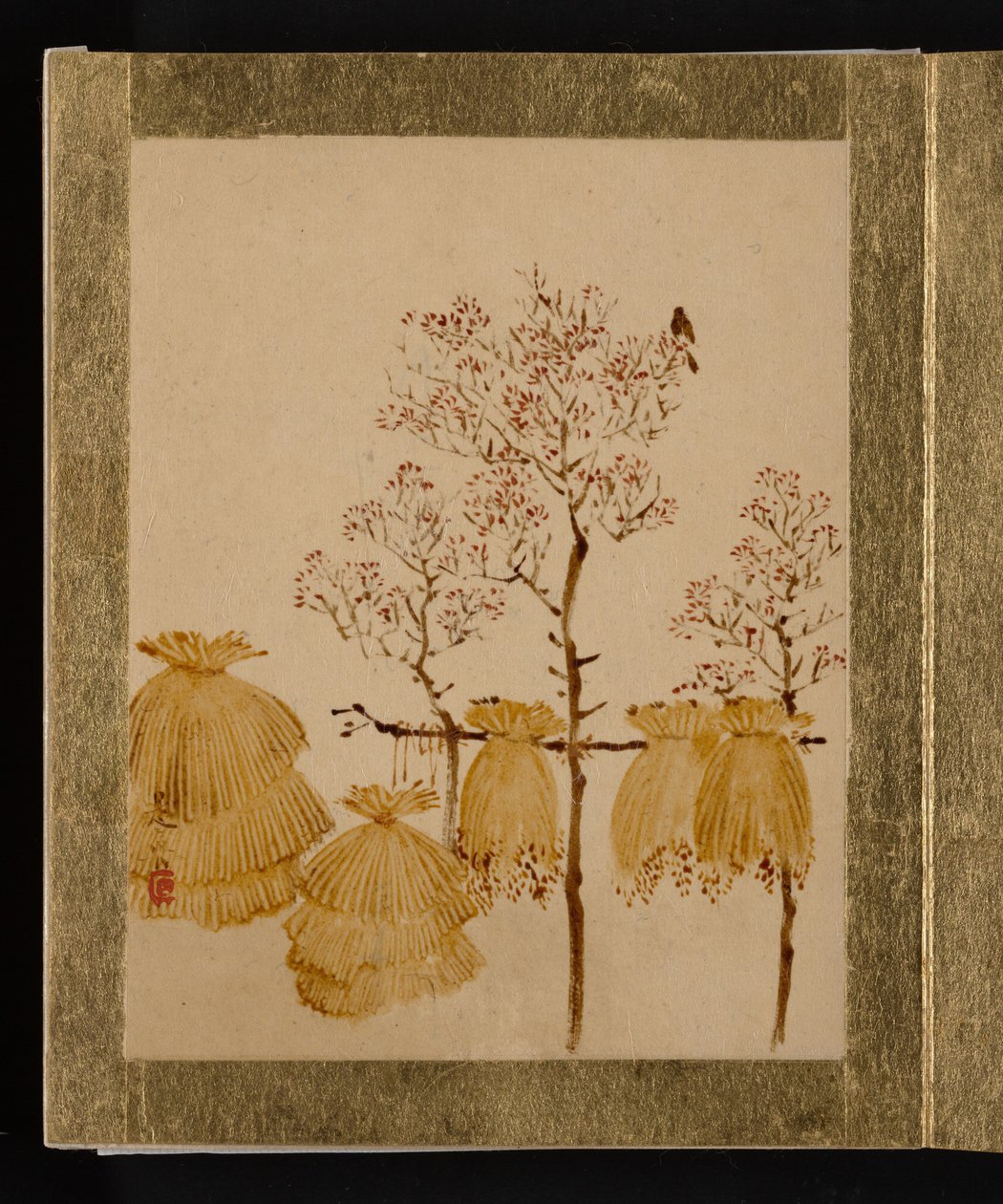 Reisstapel und Bäume de Shibata Zeshin