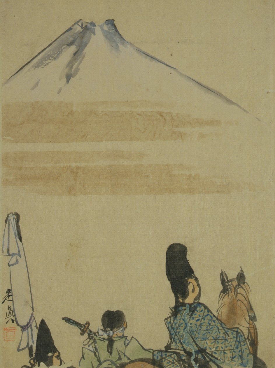 Viajeros cerca del Monte Fujiyama, c.1872 de Shibata Zeshin