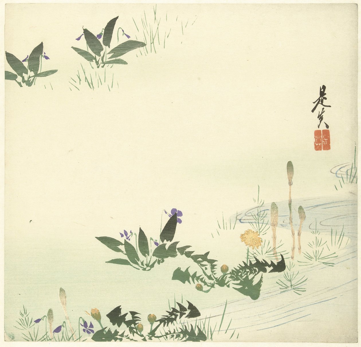 Flores de primavera junto a un arroyo de Shibata Zeshin