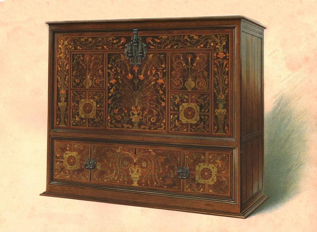 Gabinete incrustado con marquetería de Shirley Charles Llewellyn Slocombe