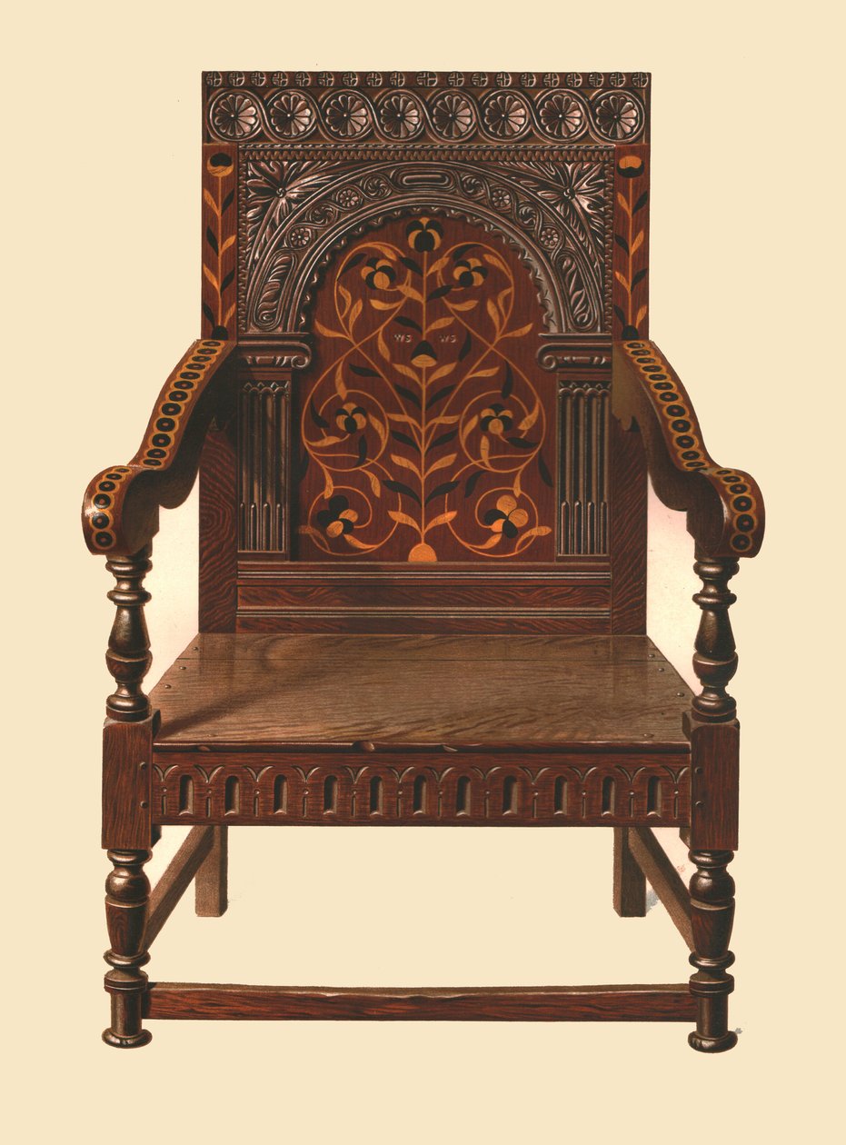Silla incrustada de roble, 1904 de Shirley Charles Llewellyn Slocombe