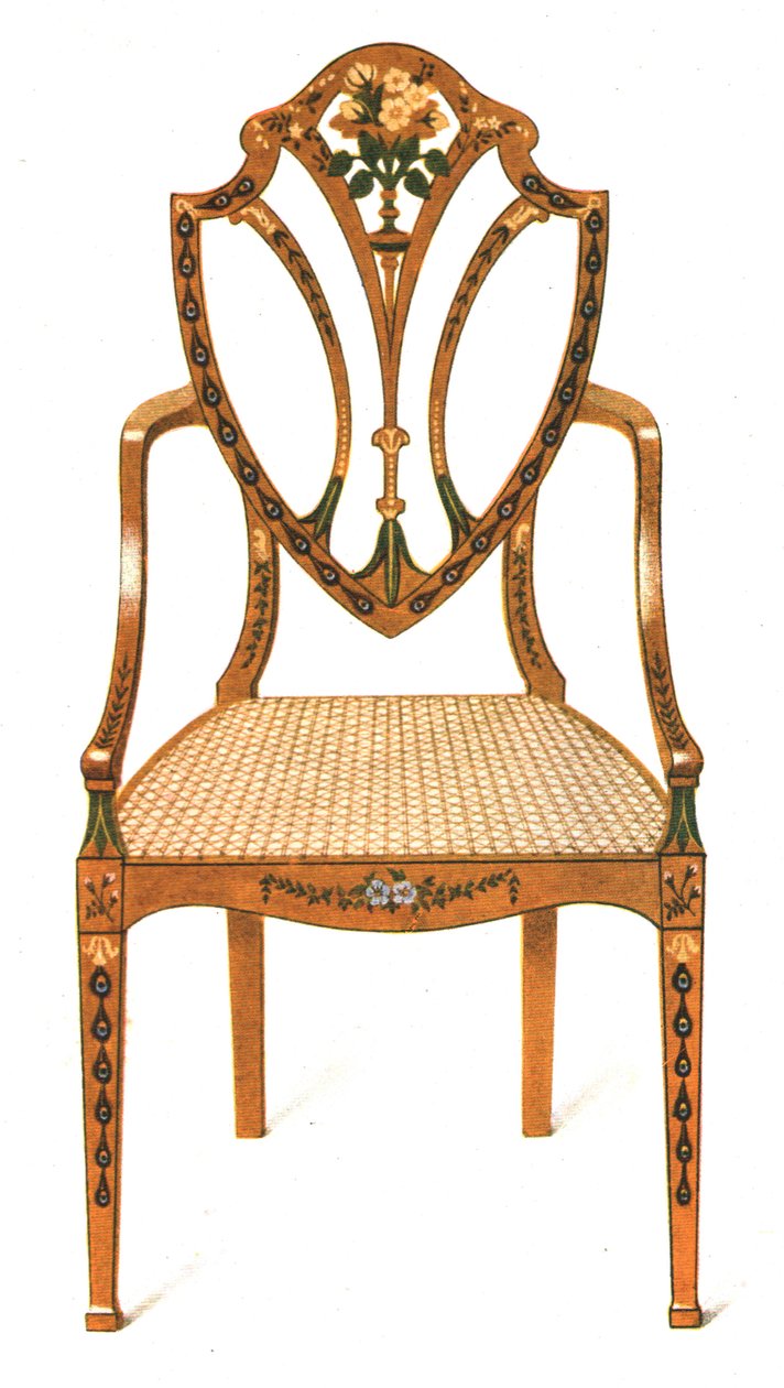 Silla de madera satinada pintada, 1908 de Shirley Charles Llewellyn Slocombe