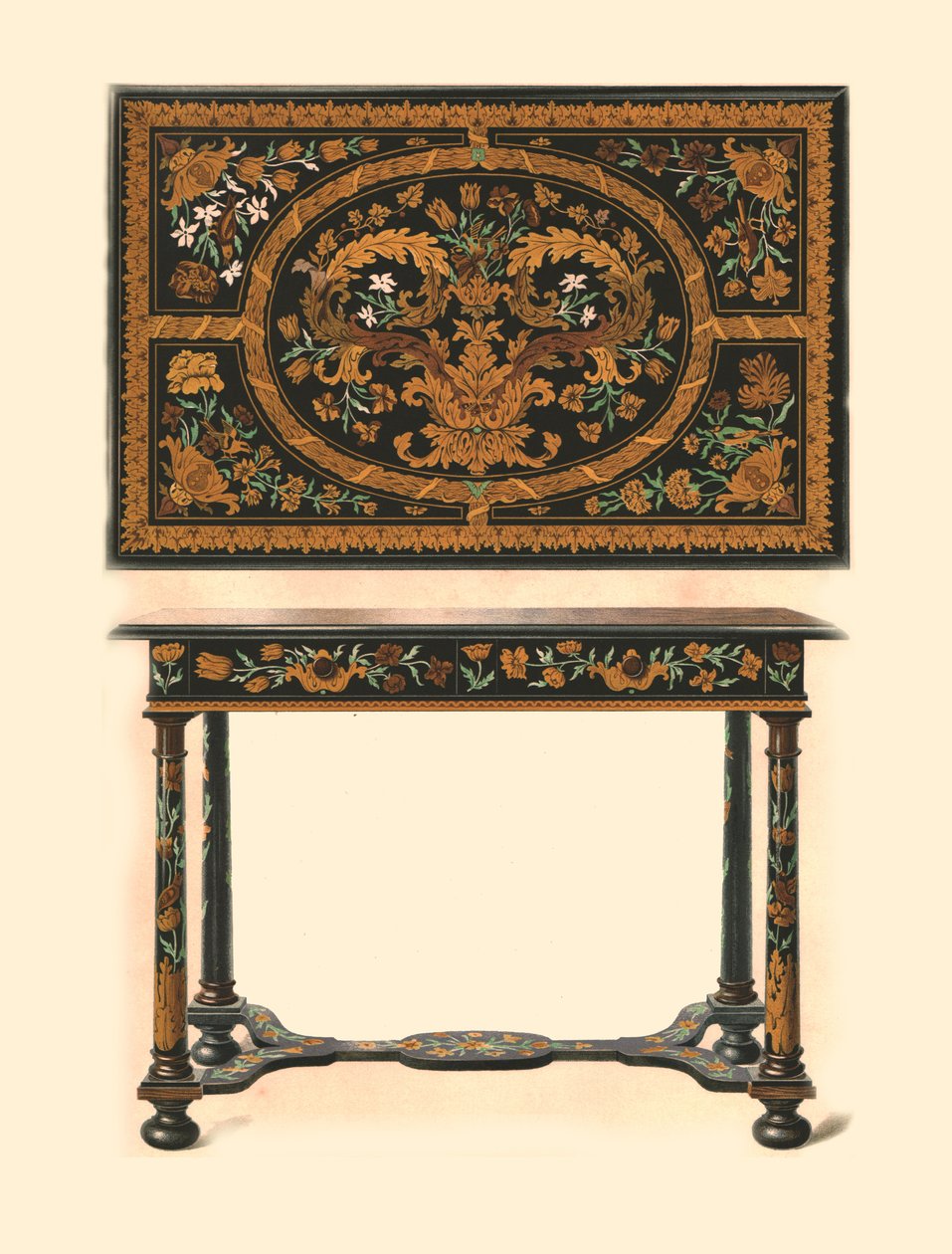 Mesa incrustada con marquetería, 1905 de Shirley Charles Llewellyn Slocombe