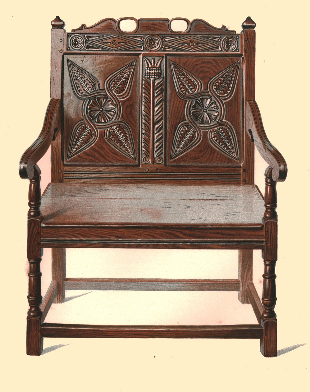 Silla doble de roble galés, 1904 de Shirley Charles Llewellyn Slocombe