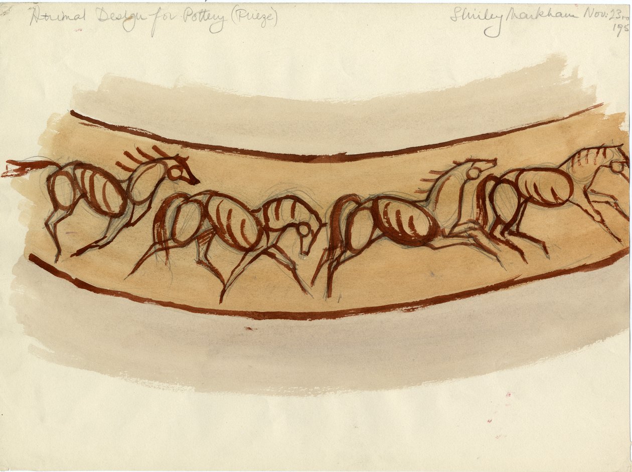 Diseño animal para cerámica, c. 1950 de Shirley Markham