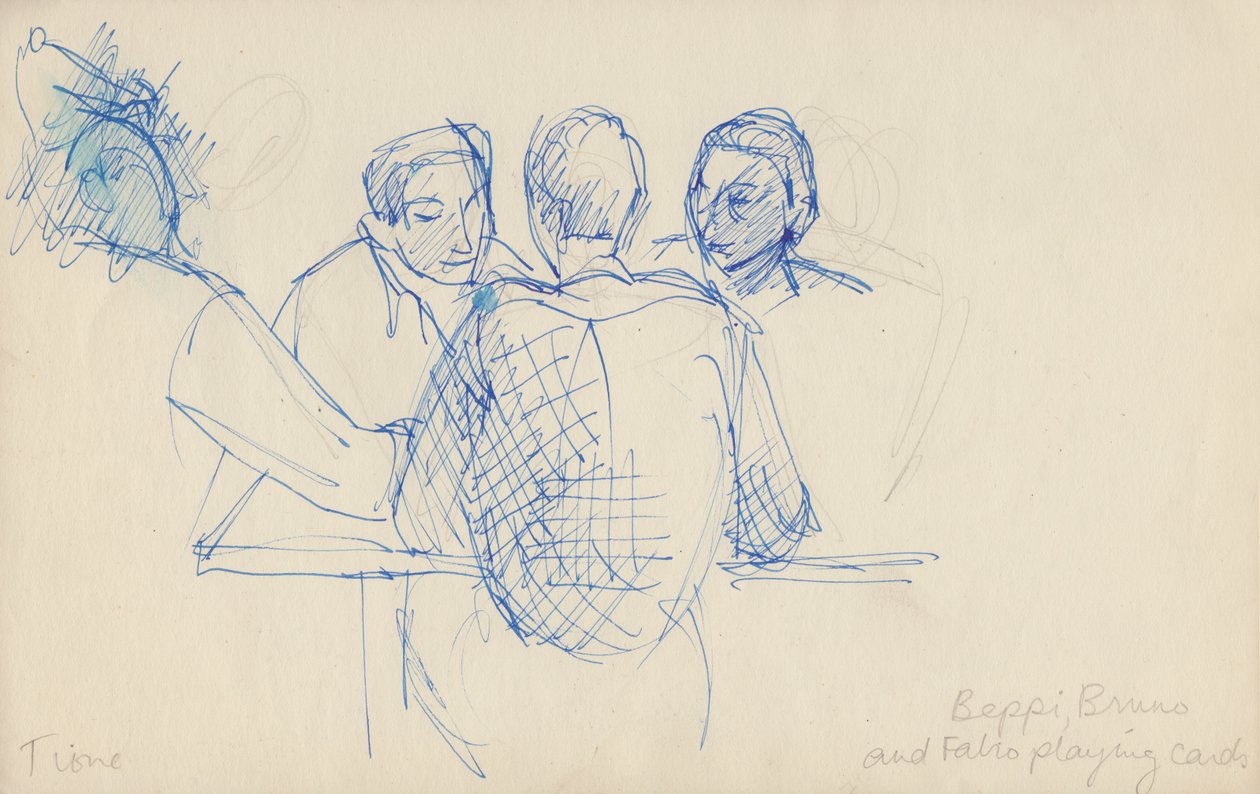 Beppi, Bruno y Fabio jugando a las cartas, c.1950 de Shirley Markham