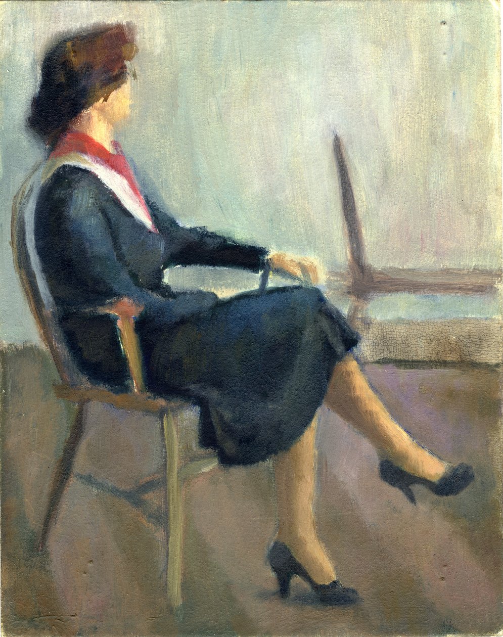Mujer sentada en azul marino, 1952 de Shirley Markham
