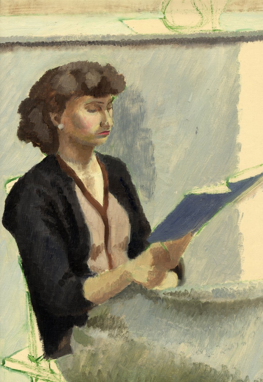 Mujer sentada leyendo, c. 1953 de Shirley Markham