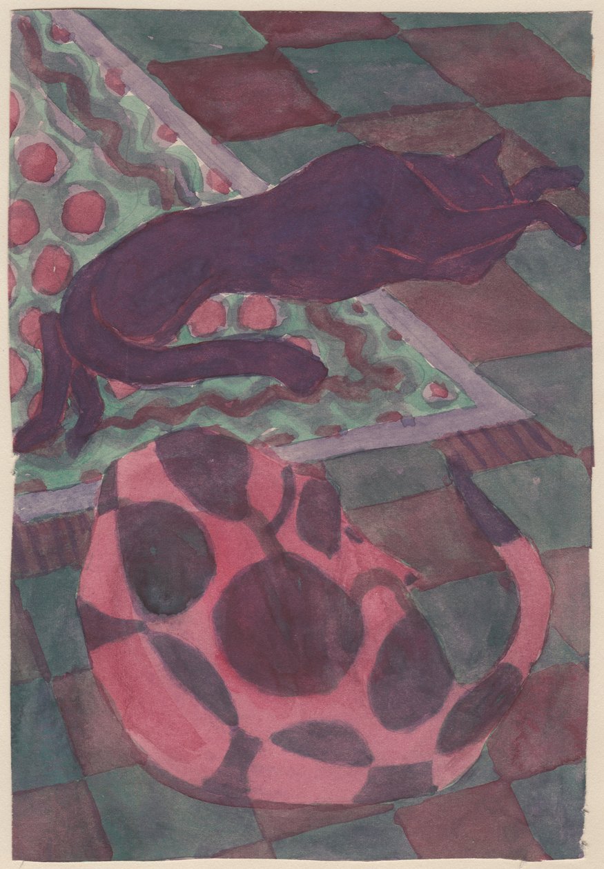 Perro y gato durmiendo, c. 1951 de Shirley Markham